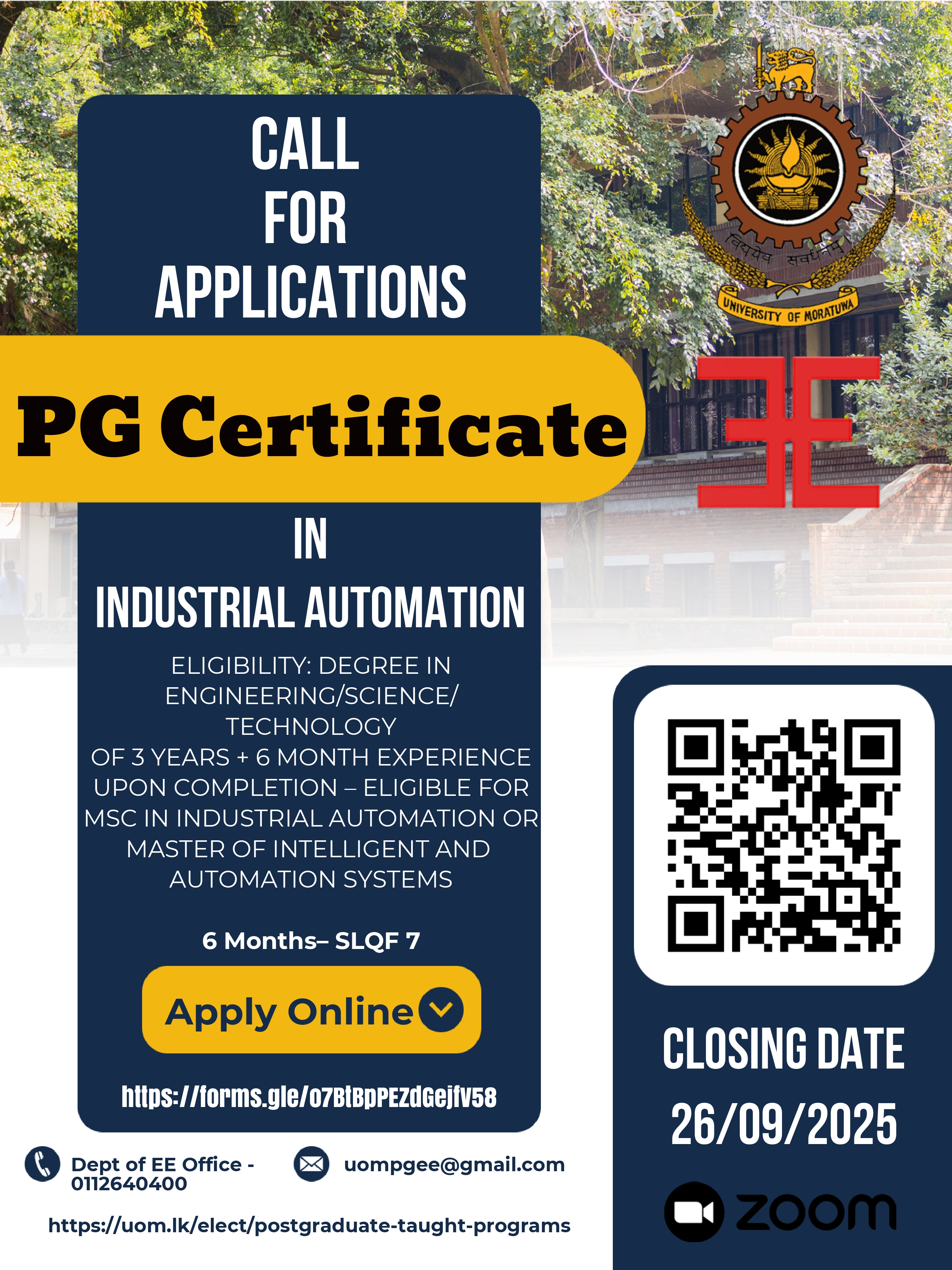 PGC in Industrial Automation (SLQF – L7, 6 months)