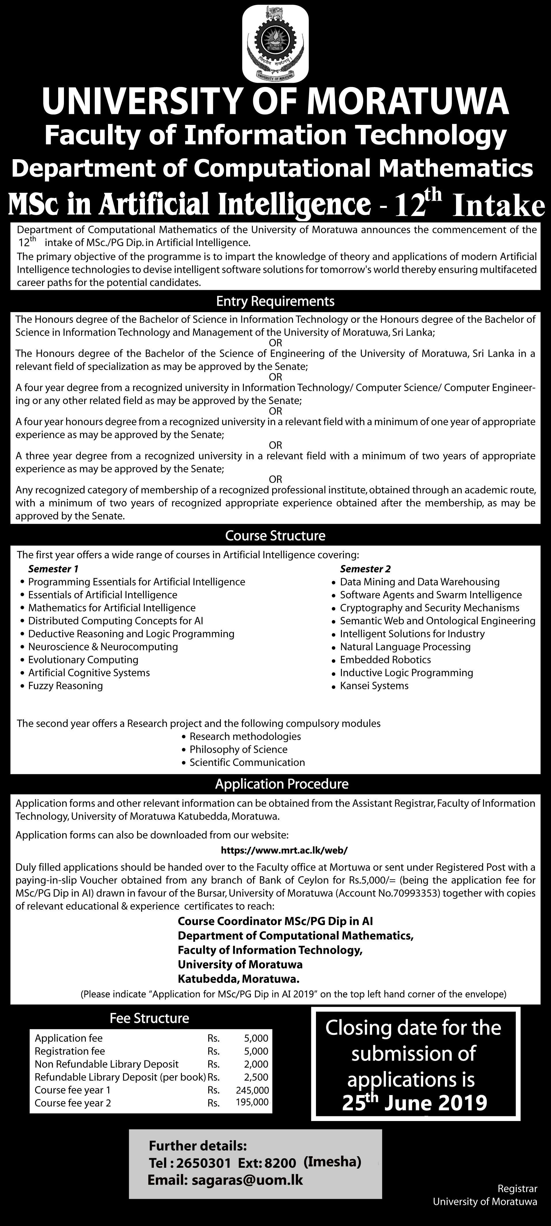 MSc in Artificial Intelligence - 12th Intake