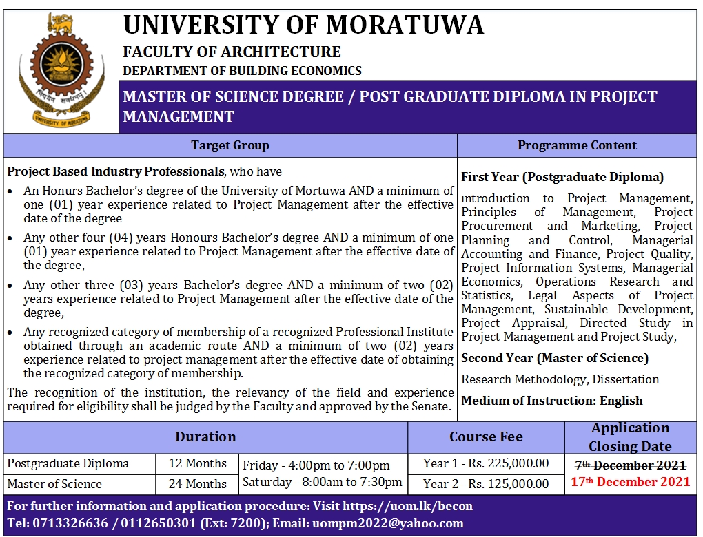 MSc in Project Management 2022