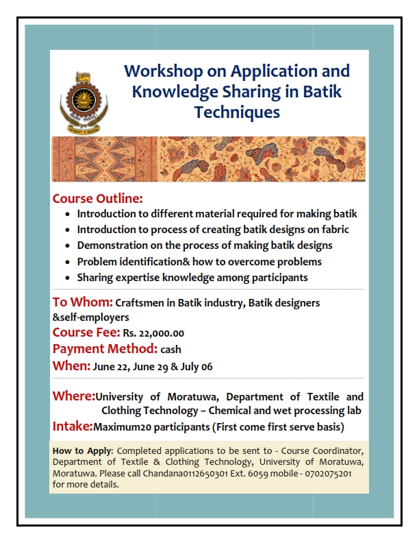 Workshop on Application and Knowledge Sharing in Batik Techniques