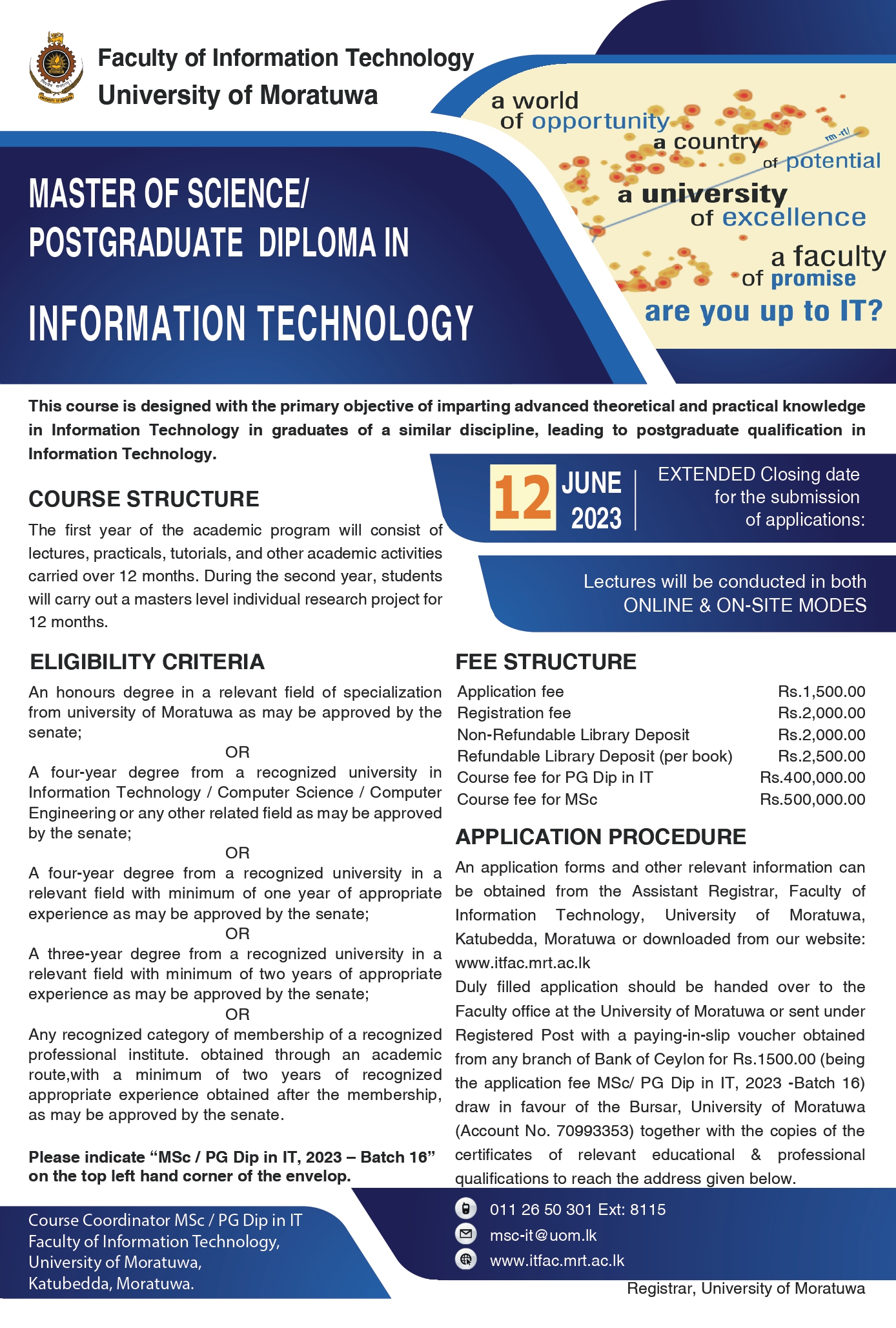 MSc/PG Diplma in Information Technology