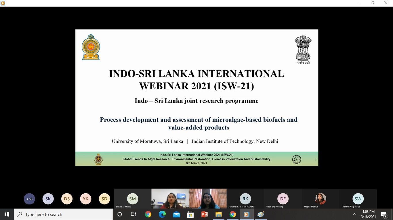 Indo-Sri Lanka International Webinar, 2021 (ISW-21): Global trends in Algal Research: Environmental Restoration, Biomass Valorization and Sustainability