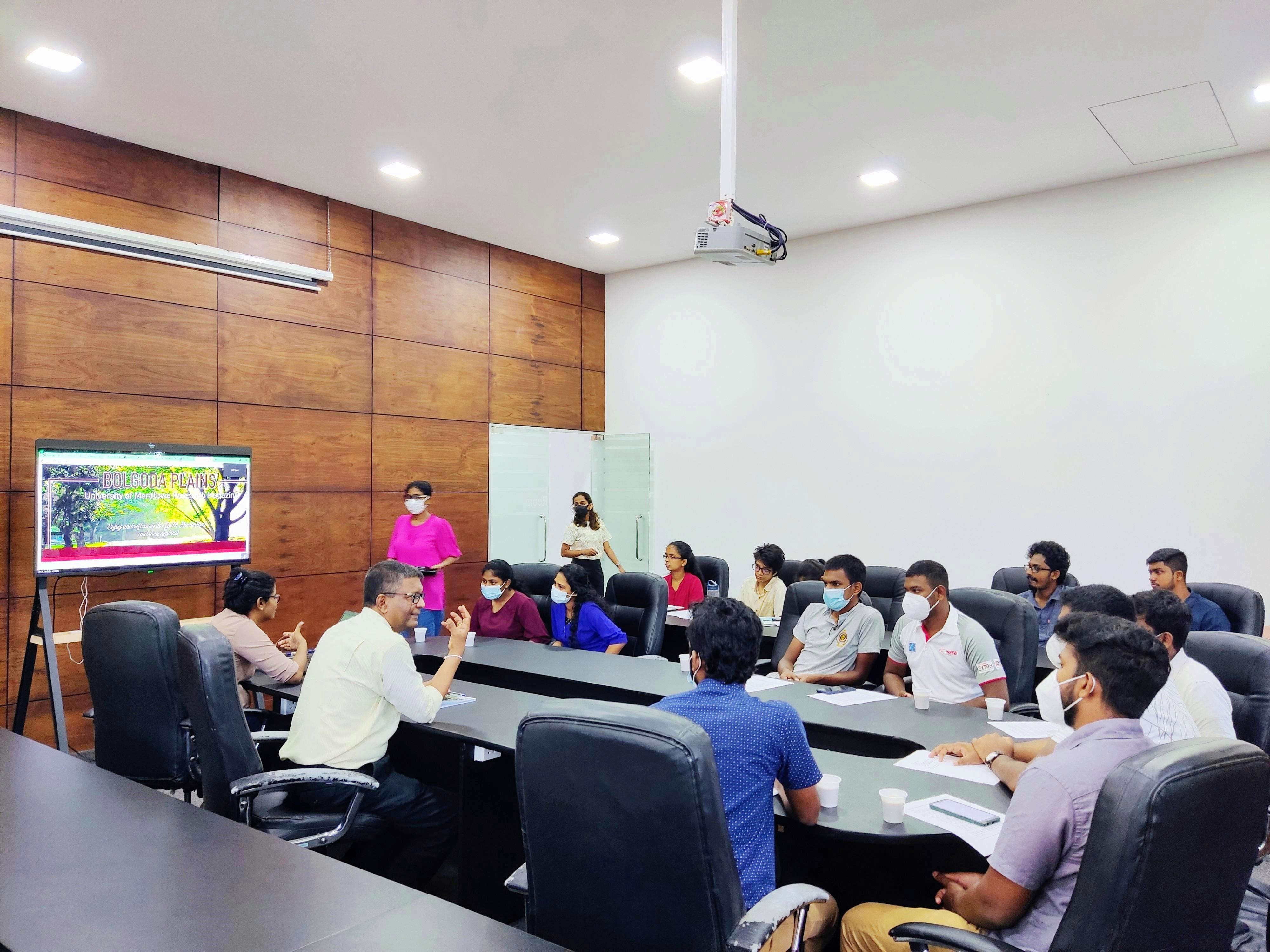 The Faculty of Graduate Studies (FGS) of the University of Moratuwa organized an Open Day, on 17th August 2022, for the students who recently completed their undergraduate degrees.  This was the very first time, the FGS organized an event like this, which was participated by more than twenty young graduates.  The open day gave the participants a valuable opportunity to directly meet the staff of the FGS and discover available research degrees/research opportunities, enabling venturing into their next stage of career advancement in a fraction of time.