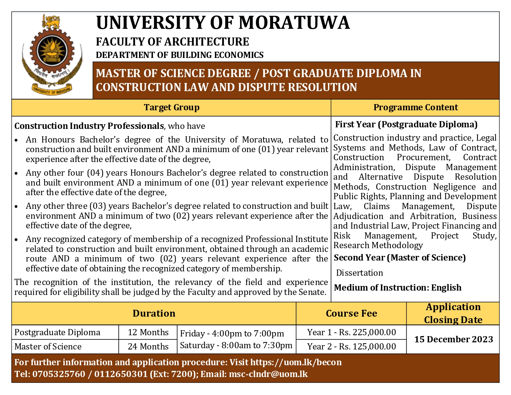 MScPG Diploma in Construction Law and Dispute Resolution