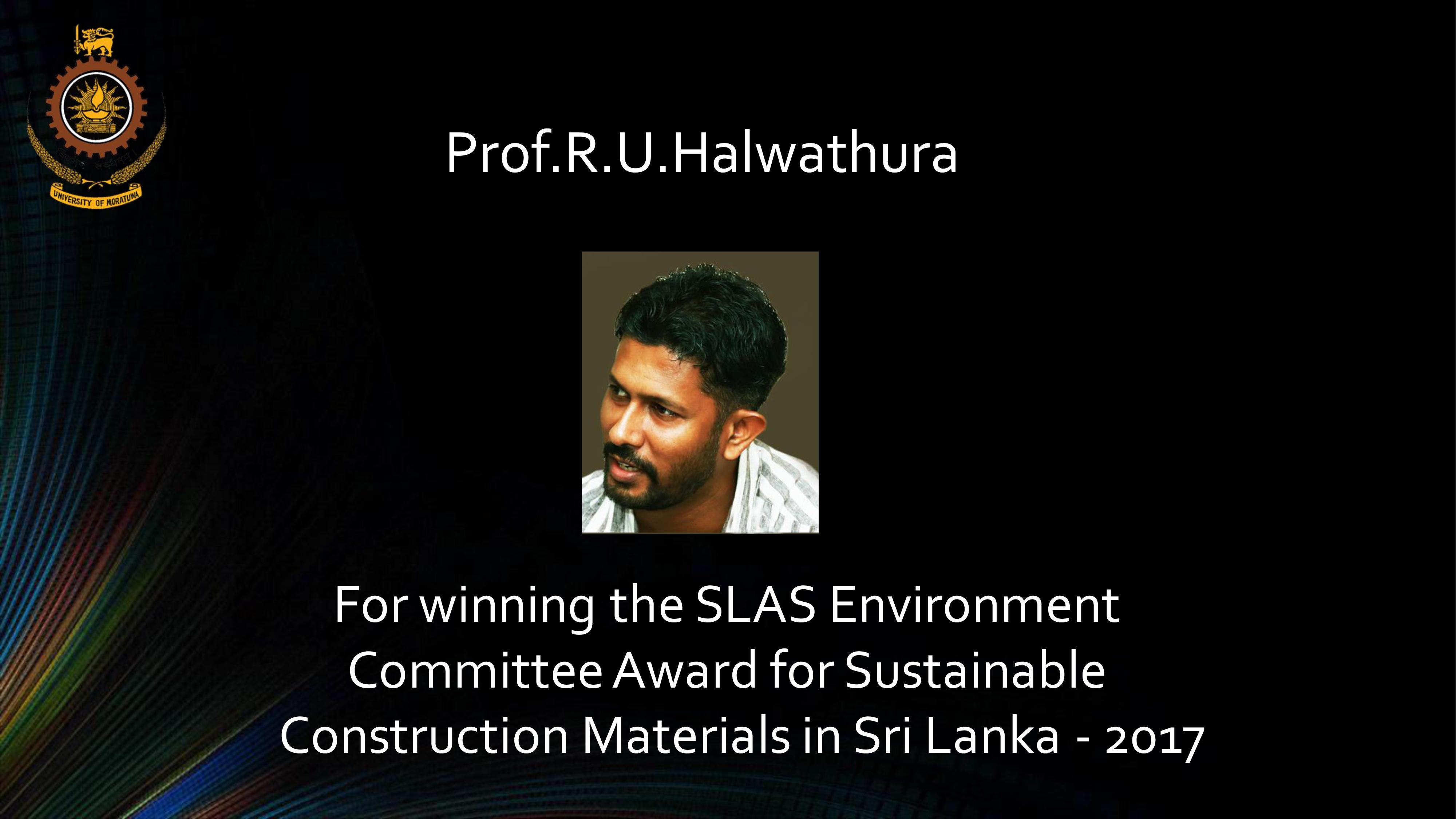 Winning the SLAS Environment Committee Award for Sustainable Construction Materials in Sri Lanka
