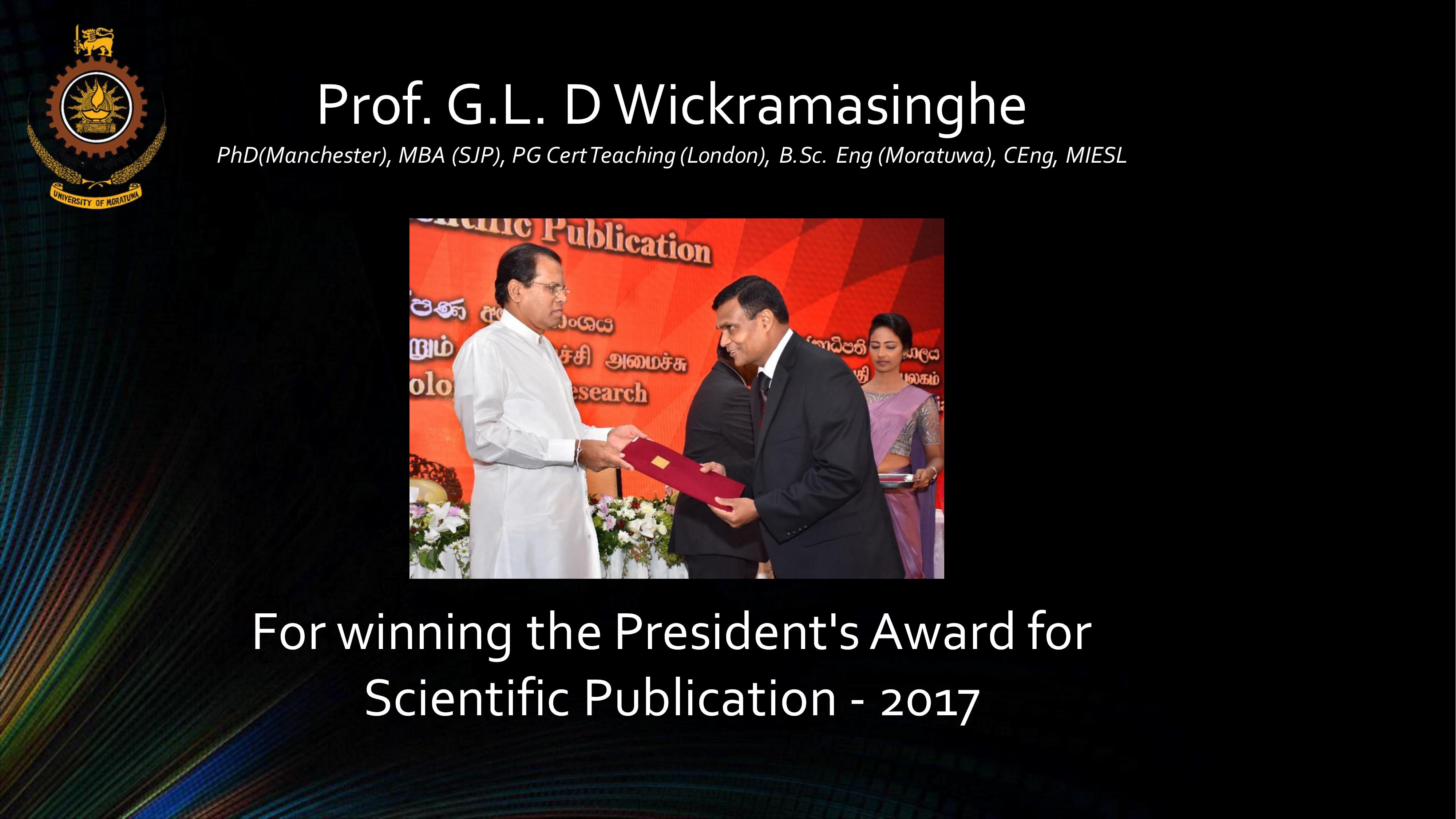 Winner of the President's Award for Scientific Publication 2017