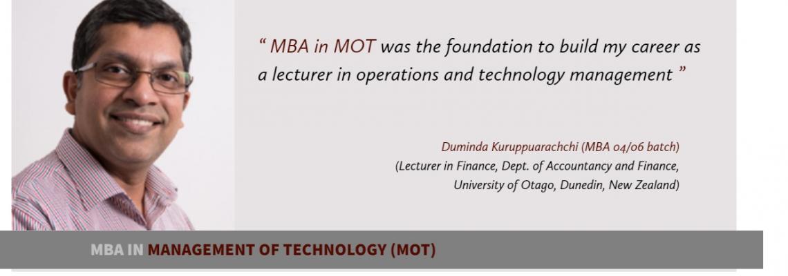 Testimonials MBA in MOT and Entrepreneurship 